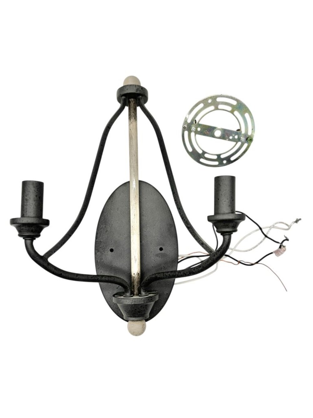 Kichler Wall Sconce Light Fixture 120V Black Beige Metal Finish Dual Bulb Holder